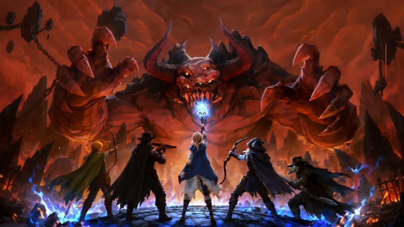 Arrowsong: Dark Omen, heroes facing a giant demon